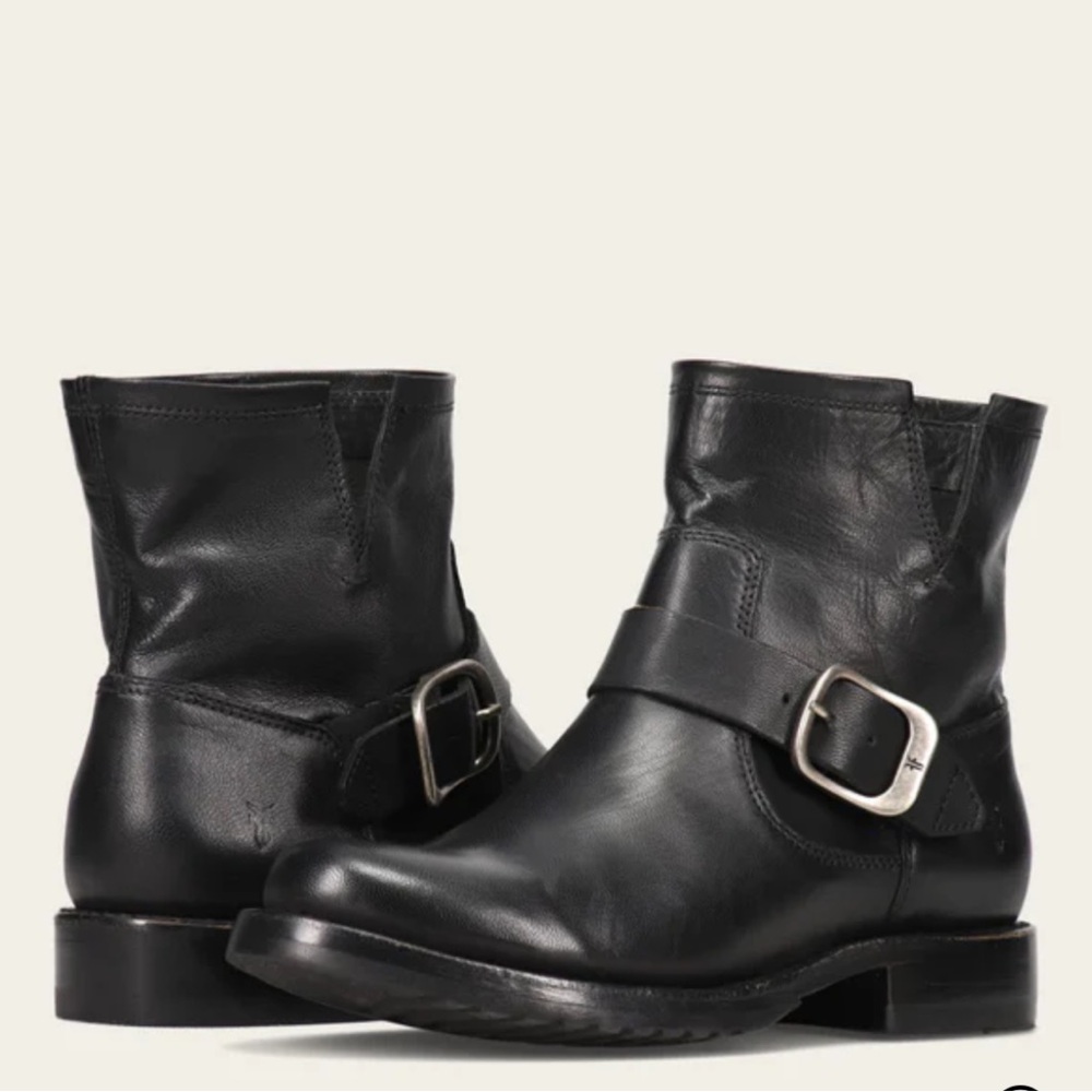 Frye Black Leather Ankle Boots
